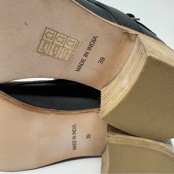 Free People Back Loop Black Leather Ankle Boots EU 39 US 8.5 - Picture 8 of 8